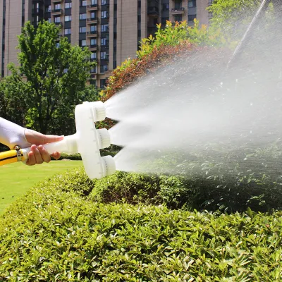 Produktbild von Gartenschlauchdüse 6-Loch-Design Dreikopfdüse Rotation Einstellung großer Durchfluss Mehrzwecker Bewässerung Hochleistungsauto Haustier Waschmaschine Wässerung Rohrsprühdüse Garten Vorräte
