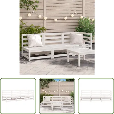 Produktbild von The Living Store Gartensofa 3-Sitzer Weiß Massivholz Kiefer