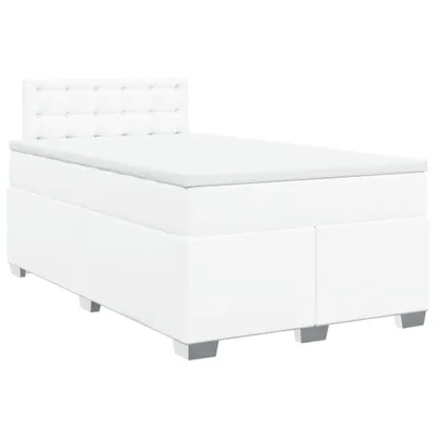 Image de Sommier à lattes de lit avec matelas Blanc 120x200cm Similicuir