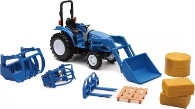 Produktbild von NEW HOLLAND mit Frontlader und Zubehör, NEW05056, Maßstab1/20, NEWRAY