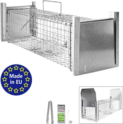 Produktbild von Petigi Tierfalle Lebendfalle für kleine bis mittelgroße Tiere wie Maus, Katze, Marder, Fuchs, Otter, Kaninchen, Modell: , Größe / Modell:Kleintierfalle 9 (65 x 17 x 17 cm)