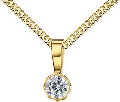 Produktbild von Damen-Anhänger 585 Gelbgold 14 Karat mit Zirkonia-Stein in hochwertiger Gold-Kronenfassung Mit Kette - Kettenlänge 40 cm.