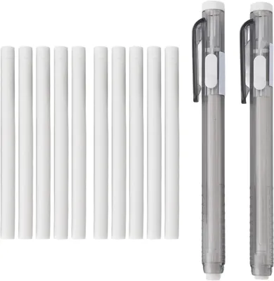 Produktbild von Druckbleistift-Radiergummi Set 13,5 cm, 2 Radierer, 10 Nachfüllungen, Kunststoff, für Schule