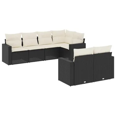 Zdjęcie produktu dla vidaXL 7-częściowa sofa ogrodowa z poduszkami z czarnego polirattanu