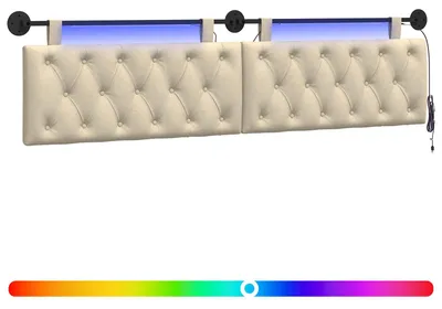 Image de Tête de lit suspendue Avec lumière LED Crème Tissu
