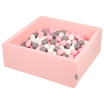 Obrázok produktu pre KiddyMoon 90x30cm/300 loptičiek ∅ 7cm Detské penové loptičky  vyrobené v EÚ, Ružová: Biela/Sivá/Ružová