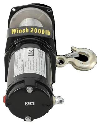 Obrázok produktu pre Elektrický navijak na príves, 2000 lbs, 1,2 HP, 24 V DC, prevodový pomer 136:1, kábel s dĺžkou 15,2 m