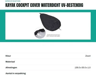 Imagen del producto de Cubierta para kayak, impermeable, de uso universal, ajustable, fabricada en poliéster, que protege contra insectos y ofrece protección UV50+