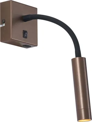 Zdjęcie produktu dla QAZQA – nowoczesna kinkiet z brązu z portem USB-C – Gosna I salon I sypialnia – stal kwadratowa I okrągła – odpowiednia do żarówek LED G9