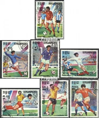 Produktbild von Briefmarken Kambodscha 1985 Mi 632-638 (kompl.Ausg.) gestempelt Fußball-WM 1986, Mexiko