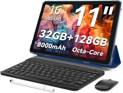 Productafbeelding van Android 16 Tablet 11 Inch, 32GB + 128GB, Uitbreidbaar tot 1TB, Productiviteitsbundel met Toetsenbordhoes, Stylus, Octa-Core Processor, D
