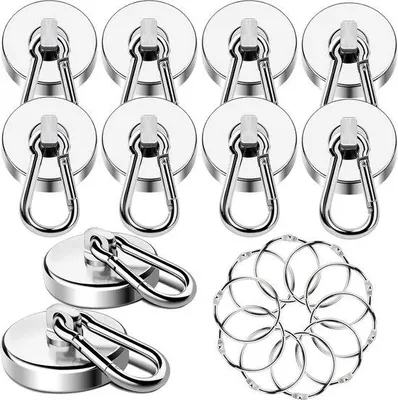 Produktbild von Famanu Magneethaken 10er Set - Extra starke, drehbare Neodymium Haken
