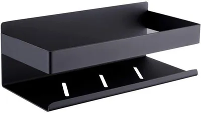 Image de Ibenzoa® : Étagère de douche en acier inoxydable SUS304, finition noir mat – Fixation murale sans perçage, idéale pour les murs carrelés, étanche et facile à nettoyer, pour ranger vos produits de douche
