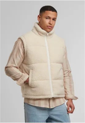 Produktbild von Herrenweste Urban Classics Basic Teddy Puffer Vest, Farbe: weißsand, Größe: XL