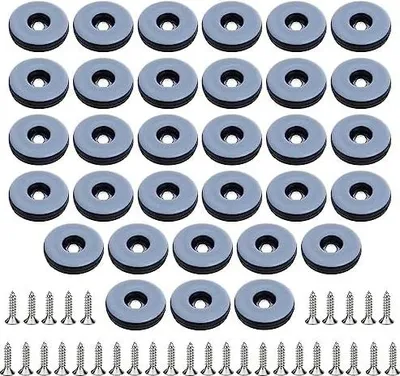 Produktbild von 32 Stück Bodengleiter Ø 22 mm Teflongleiter zum Schrauben mit 32 Stück Edelstahlschrauben Stuhl Fuss Schutz Möbelgleiter-Set Effektiver Schutz Ihrer Möbel Stühle Böden