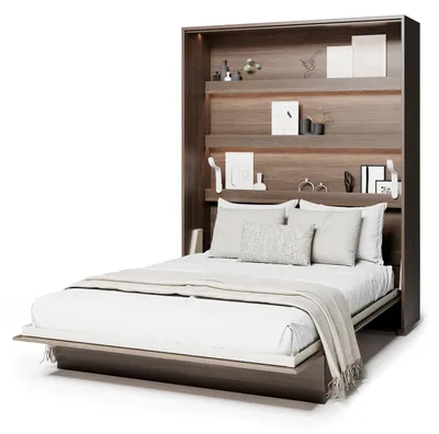 Produktbild von MEBLINI Schrankbett Bed Concept - Wandbett mit Lattenrost - Klappbett mit Schrank - Wandklappbett - Murphy Bed - Bettschrank - BC-12 - 160x200cm Vertikal - Dunin Eiche