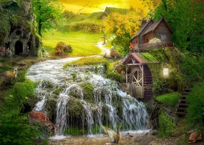 Produktbild von ENJOY Puzzle Blockhaus am Zauberfluss 1000 Teile