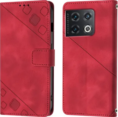 Produktbild von Hülle für OnePlus10 Pro 5G Prägung Flip Leder Brieftasche Schutzhülle mit Ständer Rot