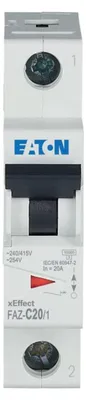 Produktbild von Eaton FAZ-C20/1, Miniatur-Leistungsschalter, Typ C, IP20