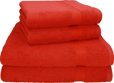 Produktbild von Betz 4-tlg. Handtuch-Set PREMIUM - 2 Liegetücher 2 Handtücher 100% Baumwolle Farbe: rot
