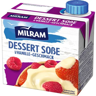 Zdjęcie produktu dla Milram sos deserowy o smaku waniliowym gotowy sos bezglutenowy 500ml