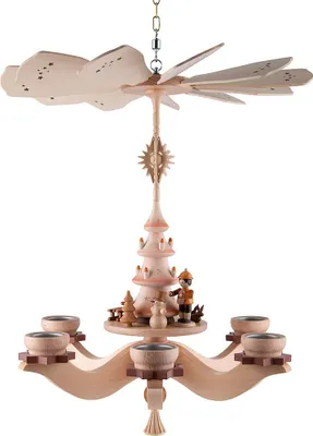 Produktbild von 1-stöckige Hängepyramide Winterkinder (48x38x38cm) von Zeidler Holzkunst