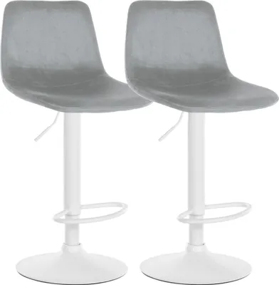 Produktbild von CLP 2er Set Barhocker Divo Samt drehbar und stufenlos höhenverstellbar grau Material Gestell Metall matt weiss