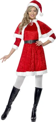 Image de Smiffys - Ensemble de costume pour femmes - motif de Noël SM1451 (L) (rouge/blanc)