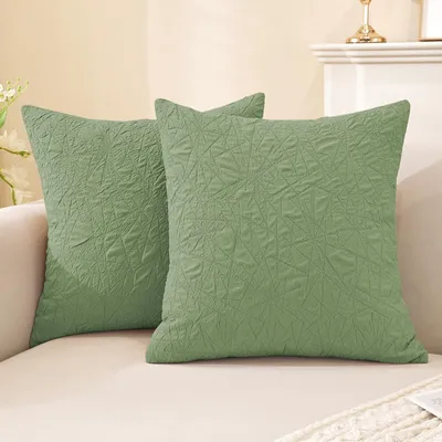 Obrázek produktu pro Omgoods – Sada 2 povlaků na polštáře světle zelené barvy, rozměr 45x45 cm, se skrytým zipem