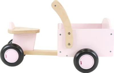 Produktbild von Bandits & Angels Lastenrad Laufrad aus Holz, Retro-Rosa, ab 1 Jahr – Für Mädchen – Holz-Lastenrad zum Draufsitzen – Rosa Holz-Laufrad – Geräuscharme Räder – Geschenk für werdende Mütter