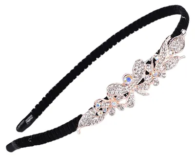 Produktbild von Elegantes Damen-Haarband, rutschfest, Haarreif, Haarschmuck mit Strassblumen, Größe L