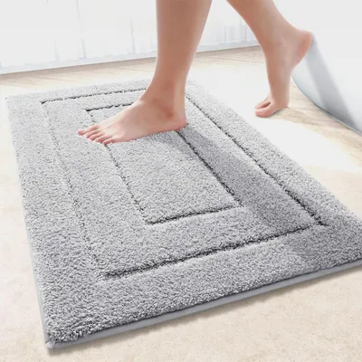 Produktbild von Mikrofaser Badezimmerteppich rutschfest Waschbar Badematte Weiche Badteppich Wasserabsorbierend Badvorleger für Badezimmer - 40x60cm,Grau