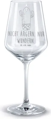 Produktbild von Mr. & Mrs. Panda Burgunderglas Kaktus Wut - Transparent - Geschenk, Kollegin, Kollege, Kelch, Büro, Rotweinglas mit Gravur, glas für rotwein, Kakteen, wütend, Weinglas