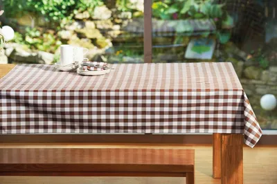 Produktbild von Tischwäsche im 2 cm Karo braun-weiß 100% Baumwolle Landhaus Tischdecken 30 x 180 cm