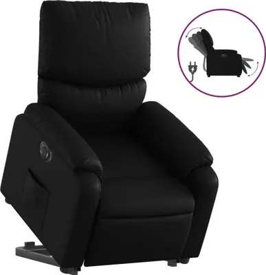 Obrázok produktu pre vidaXL Relaxačné kreslo so stojanom na pomoc elektrický čierna Imitácia kože