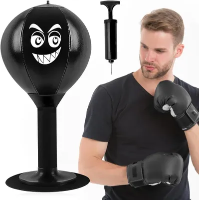 Immagine prodotto di Mini sacco da boxe con ventosa, resistente, ideale per essere fissato a un tavolo, per alleviare lo stress