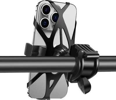 Produktbild von Unyqoos® Universal-Handyhalterung für Fahrrad, Motorrad, E-Scooter & Kinderwagen – Silikon-Schockdämpfung, 360° Rotation, kompatibel mit Smartphones 4,0–7,2″, Lenker Ø 0,6–1,57″