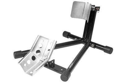 Produktbild von Parzini Vorderrad-Motorradständer kompatibel mit 12-19" Vorderreifen, Motorradwippe, Transportständer, rutschfeste Gummifüße, Boden-Montage möglich, Radklemme Ideal für Garage, Carport & Schuppen
