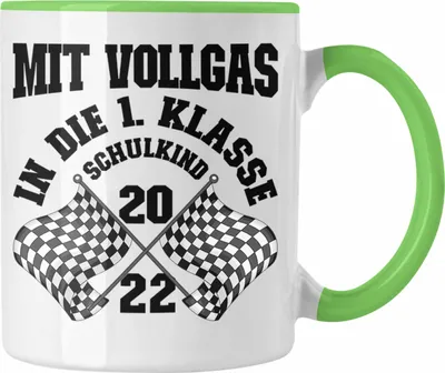 Produktbild von Trendation - Einschulung Junge Geschenk für Schultüte Füllung Tasse Schulstart 1. Schultag Schuleinführung Schulanfang Geschenkidee Schulkind 2022 (Grün)