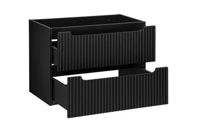 Immagine prodotto di Mobile Da Bagno 80 Cm Nero Opaco Scanalato 2 Cassetti Moderno