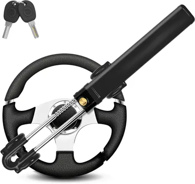 Productafbeelding van Stuurslot Dubbele Stang - Autobeveiliging - Voertuig Beveiligen - Robuuste Constructie - Universeel - Zwart