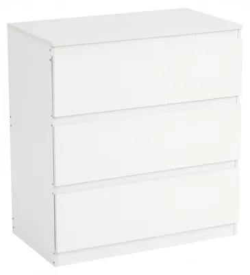 Immagine prodotto di Comodino con 3 cassetti, colore bianco, dimensioni 70x40x75 cm, realizzato in MDF