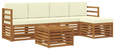 Produktbild von vidaXL Outdoor-Sofagarnitur mit Kissen 6 pcs Natur und Creme