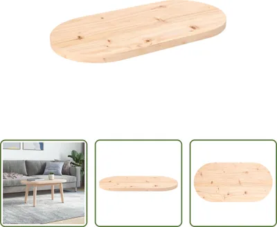 Produktbild von The Living Store Tischplatte 60x30x2,5 cm Massivholz Kiefer Oval