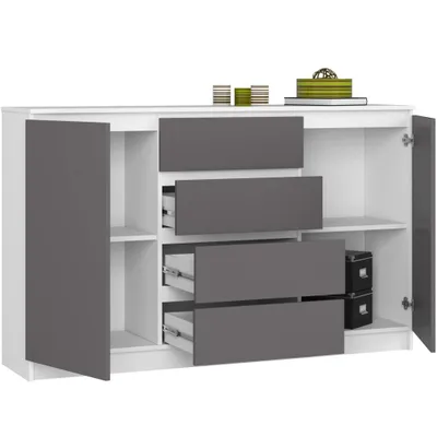 Produktbild von AKORD Furniture Factory OP0LK-1BIASZA007, Weiß, 4 Schublade(n), Matt, 4 Regale, 2 Tür(en), 16 mm