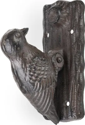 Produktbild von Antiker Türklopfer Vogel Specht Gusseisen Braun - rustikaler Türklopfer aus Eisen im Landhausstil - Vintage Deko für Haustür oder Gartentor wetterfest und massiv