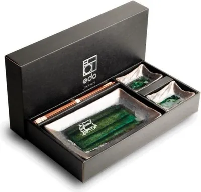 Produktbild von Edo Japan | Sushi Set - Grün-braun - 6 Teile - Mikrowellengeeignet - Spülmaschinenfest