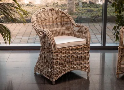 Produktbild von Rattansessel Athena mit Sitzkissen 4er-Set Natural-Grey