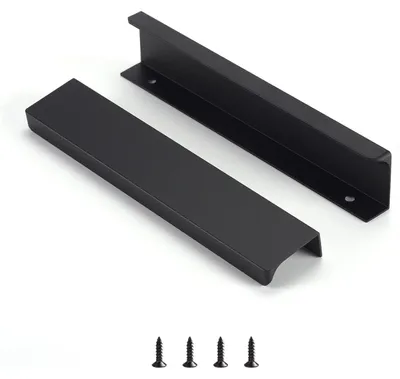 Zdjęcie produktu dla Zestaw 10 ukrytych uchwytów do drzwi meblowych, aluminium, kolor czarny