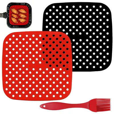 2 wiederverwendbare Silikon-Airfryer-Einlagen, 21,2 cm, antihaftbeschichtet